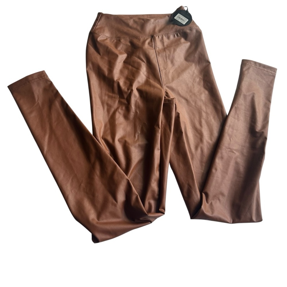 Aerie Offline Luxe Faux Leather Leggings Light Brown NWT - Picture 5 of 6